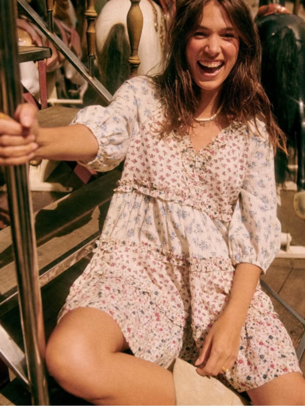NWT Sezane Vivi patchwork babydoll Floral Print - Picture 2 of 8